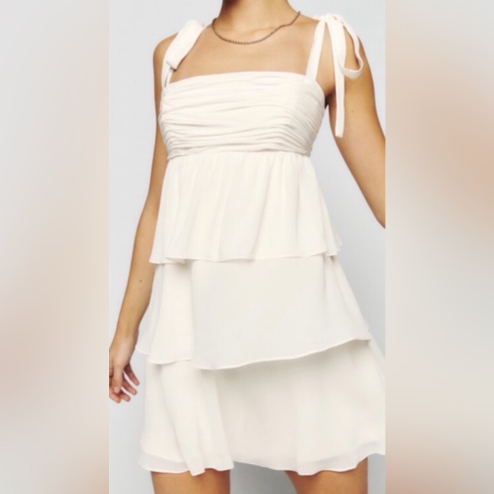 Reformation Cream Strapless Layered Dress